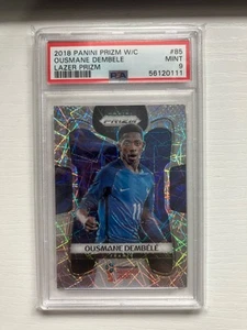 PANINI 2018 WORLD CUP SOCCER LAZER PRIZM CARD OUSMANE DEMBELE FRANCE PSA 9 #85 - Picture 1 of 2
