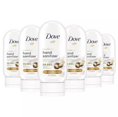 6 PACK 2oz Dove Nourishing Hand Sanitizer Shea Butter & Warm Vanilla - Image 1 of 4