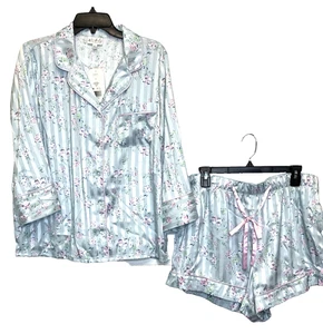 Wonderly Intimates PJ Set Woman Sleepwear Large 2-Piece Shorts & Top Blue & Pink - Picture 1 of 10