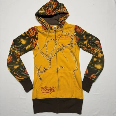 Sudadera con Capucha Ed Hardy De Colección Para Mujer Talla S Amarilla Bordada Logo Gráfico Tigre Foto 1 de 4