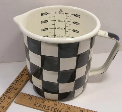 MACKENZIE CHILDS COURTLY CHECK ENAMEL 7 CUP MEASURING CUP W/SPOUT BRAND NEW - Image 1 of 4