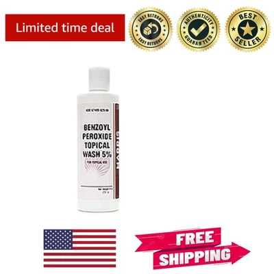 Lavagem de peróxido de benzoíla Harris Pharma 8 oz - Eficaz para acne leve e moderada - Imagem 1 de 2