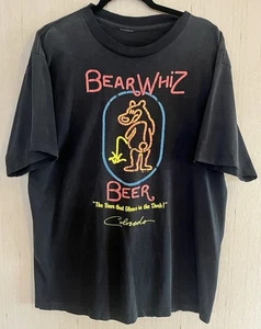 Vtg BearWhiz Beer Tee Shirt Single Stitch Fruit of the Loom Size XL Neon Graphic - Picture 1 of 9