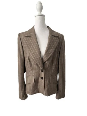Blazer mujer Escada talla 42 beige a rayas lana manga larga chaqueta de carrera Foto 1 de 4