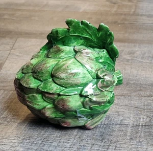 De colección Vietri Sm Cerámica Pintado a Mano Alcachofa Tapa Cuenco Italia  - Imagen 1 de 8