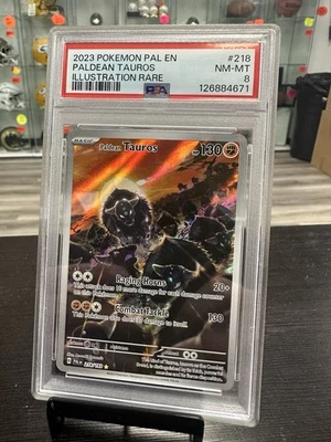 2023 Pokemon Paldean Tauros Illustration Rare 218/193 PSA 8 - Image 1 of 2