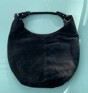 VTG Wilsons Leather Maxima Shoulder Hobo Bag Y2K Black Suede - Picture 1 of 12