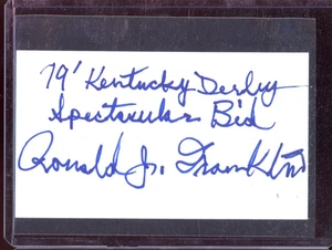 RONALD FRANKLIN JR. JOCKEY 1979 KENTUCKY DERBY SPECTACULAR BID AUTO INDEX CARD - Picture 1 of 2