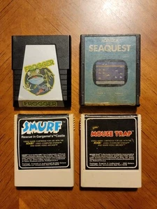 Lot of 4 - Atari 2600 - Seaquest, Frogger, Mouse Trap, Smurf (Read) - ALL Work! - Picture 1 of 14