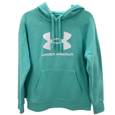 Sudadera con capucha Under Armour Rival polar logotipo grande verde azulado para mujer mediana atlética nueva con etiquetas Foto 1 de 4