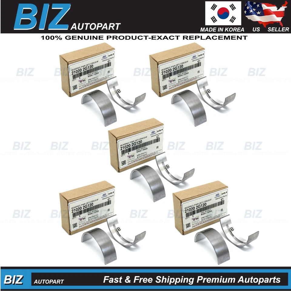 Genuine 10pcs Main Bearings for 2006-21 Genesis Hyundai Kia 2.0 2.4L 21020-2G120 Foto 1 de 4