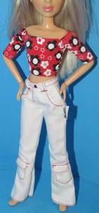 Vtg Barbie 2000 "Jeans Fashions" Red Flower Top & White Pants Replacement L@@K - Picture 1 of 7