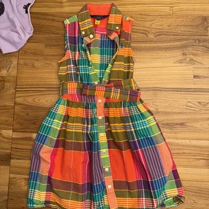 Girls Sleeveless Shirt Dress Size 7 Multi-color Plaid Polo Ralph Lauren - Picture 1 of 3