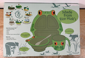 Nature Ware Dinnerware Children 5 piece Set Made of Rice Husk Frog Design