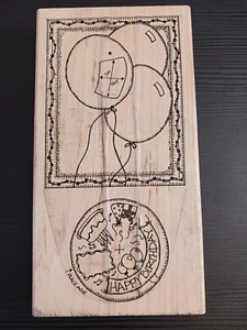 Limited Edition Happy Birthday Balloon Spinner Rubber Stamp Card Front CX115 - Picture 1 of 18