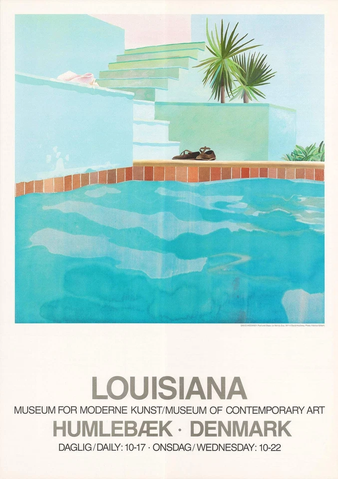 Póster David Hockney Piscina y Escalones 33.5" x 24.5" 2021 Arte Pop Rojo, Azul, Verde Foto 1 de 4