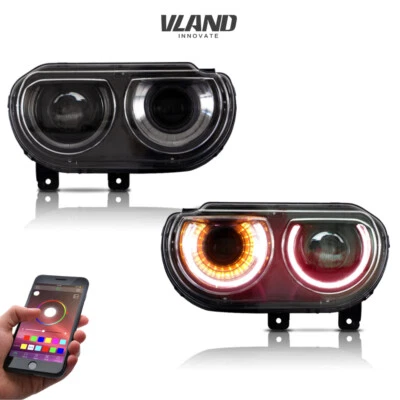 Faros LED VLAND RGB para Dodge Challenger 2008-2014 proyector de faros LED Foto 1 de 4