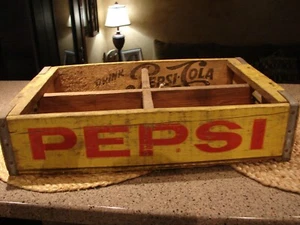 Vintage Pepsi Cola Soda Wooden Advertising Crate Carrier 6 Packs Nice Graphics!! - Picture 1 of 12