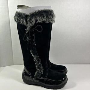 Sporto Tall 6.5 Medium Suede Leather Patent Fur Boots Snow Ski - Picture 1 of 6