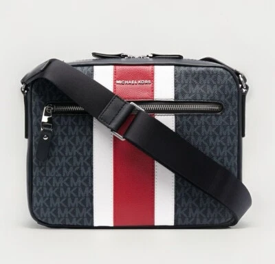 MICHAEL  Michael Kors Hudson Logo Stripe Camera Bag In Blue - Image 1 of 4