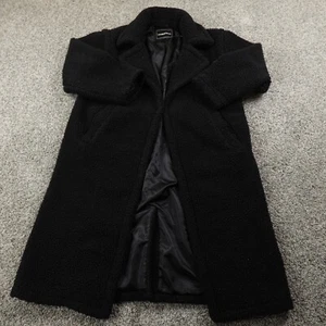 Fabletics Jacket Womens XS Black Fleece Teddy Long Coat Parka Trench Overcoat - Picture 1 of 13