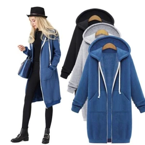 Women's Oversized Jacket Sweatshirt Warm Fleece Jumper Sweater Coat Hoodie Tops - Picture 1 of 6