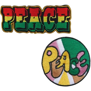 Peace Logo Iron On Patch Embroidered Sew On Applique Badges Clothing Bag Jacket - Foto 1 di 2