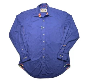 Robert Graham Long Sleeve Button Up Dress Shirt Solid Blue Mens Size M - Picture 1 of 11