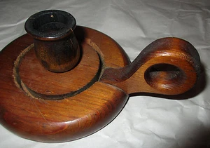 Vintage small Wood Candle Stick Holder Carrier - Picture 1 of 9
