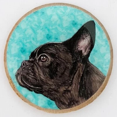 Broche prendedor arte original raza perro bulldog francés Frenchie Foto 1 de 3