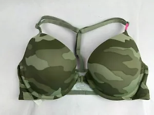 Victoria's Secret Pink Green Camo Halter Strap T-Shirt Bra 34C 11151672-4JA8 - Picture 1 of 12
