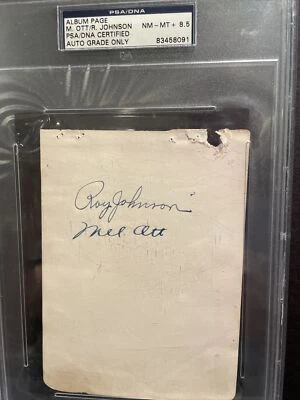 Mel Ott autographed album page PSA/DNA 8.5 encapsulated  - Image 1 of 4