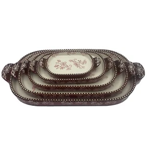 Temptations By Tara Oval Squoval Lids-Its Trivets Floral Lace Cranberry 5 PC - Picture 1 of 12