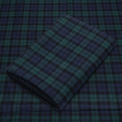 Blue and Green Blackwatch Cotton Flannel Fabric - 60" Wide - Sold by the Yard - Image 1 of 4