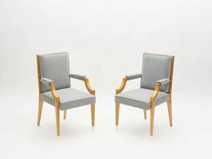 André Arbus pair of ash wood neoclassical armchairs 1940s - Picture 1 of 12