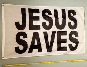 JESUS FLAG FREE SHIP USA SELLER!* Trump Jesus Saves White God Hope USA Sign 3x5' - Picture 1 of 1