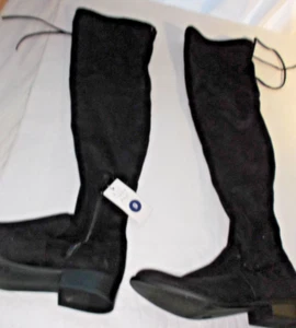New Day Boots NWT Womens 9 Over The Knee Boot Sidney Faux Microsuede Shoes Black - Picture 1 of 8