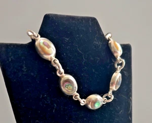 Sterling & Abalone/MOP Bracelet 8 Inches - Picture 1 of 11