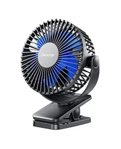Portable Clip on Fan Battery Operated, Small Powerful USB Desk Fan, black blue - Picture 1 of 7