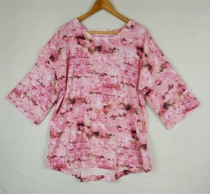 Camicetta grande Abilene top magenta rosa tie dye tunica mimetica - Foto 1 di 7