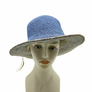 Look Smart Strohhut wendbar OS blau beige Etikett noch angebracht - Bild 1 von 12