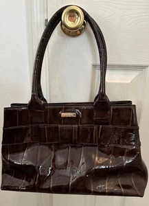Kate Spade - Brown Patent Leather Crocodile Embossed Tote w/ Bow - Picture 1 of 6