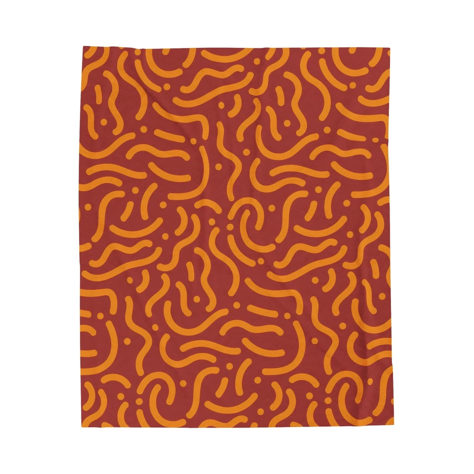 Manta de terciopelo de felpa suave con patrón abstracto (rojo/org) | Acogedora decoración del hogar Foto 1 de 1