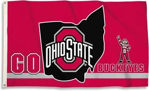 OSU Ohio State Buckeyes New Premium 3" x 5" Flag, State Outline Heavy Duty - Picture 1 of 1
