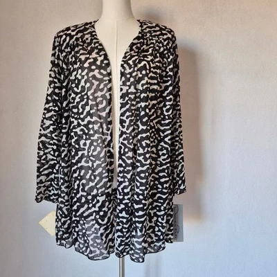 Traje de baño Oscar De La Renta vintage nuevo con etiquetas longitudes de onda encubrimiento leopardo negro blanco M Foto 1 de 4