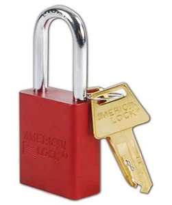 American Lock A1106RED Aluminum Safety Padlock Keyed Different 1/4" x 1-1/2" EA - Picture 1 of 17