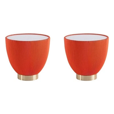 Mesa auxiliar Manhattan Comfort Anderson 2.0 con marco de acero en naranja - Juego de 2 Foto 1 de 4