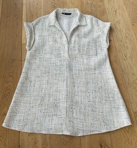 NEU ZARA MINIKLEID ECRU TWEED STRUKTUR GEWEBT 4387/244 RELAXED LEISE LUXUS S - Bild 1 von 7