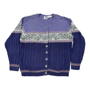 Vintage Northern Reflections Parkhurst Knit Sweater Cardigan Floral Women Size M - Picture 1 of 8