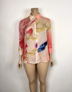 Vintage Roberto Cavalli Seidentop rosa 2001 Augenmuster - Bild 1 von 21